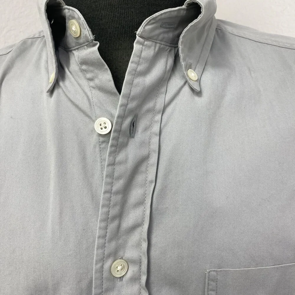 Banana Republic Gray Twill Cotton Mens Shirt Large Long Sleeves Button Down